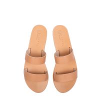 Mari Womens Mule Classic All Leather Aravel Slide Sandal Natural Color 205