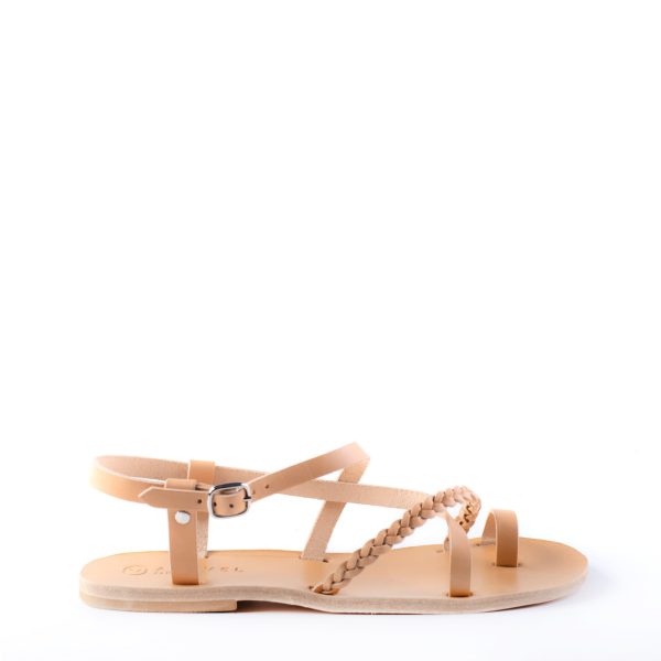 Pashna all Italian Leather Womens crossover strap Aravel sandal Natural Colour 323