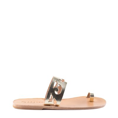 Timi Metallic Gold and Silver Leather Aravel Slide Sandal Gold Colour 453