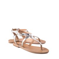 Lania Women’s all leather Aravel Classic Greek Sandal Silver Colour 814