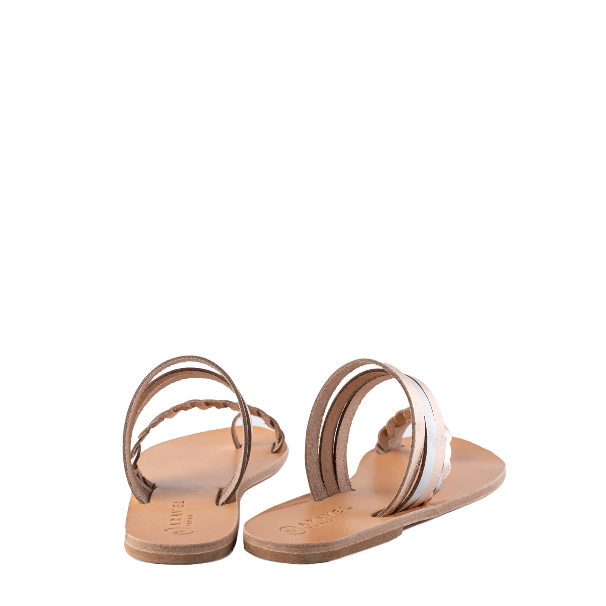 Lemona All Leather Aravel Designer Slide Sandal Gold Natural 815