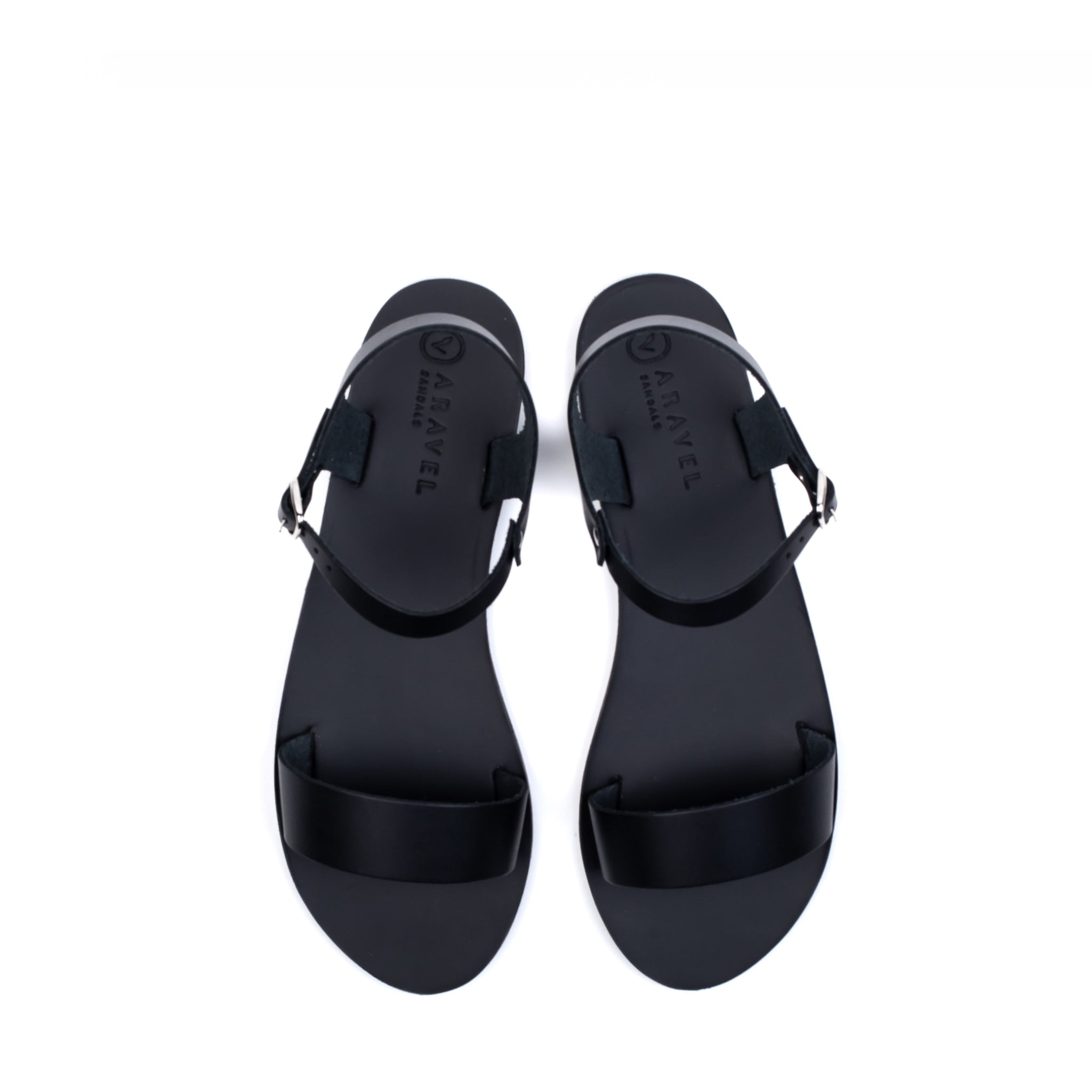 Inia Classic Ancient Greek All Leather Aravel Sandal Black