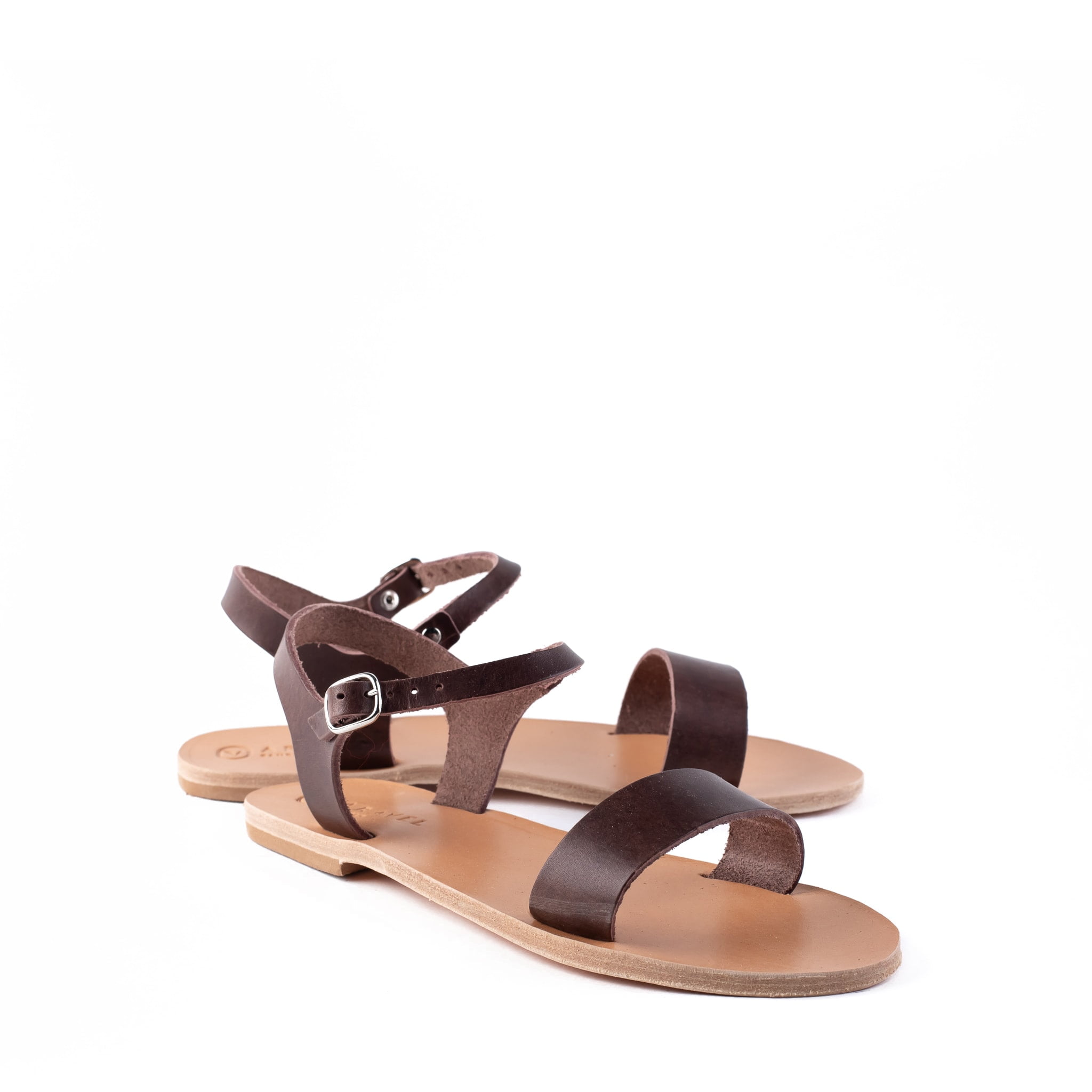 Inia Classic Ancient Greek All Leather Aravel Sandal Brown