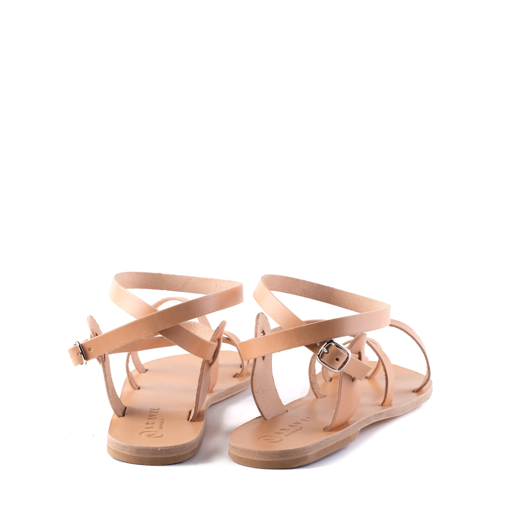 ali Vachetta Italian Leather Sandals With Crossover Straps Natural