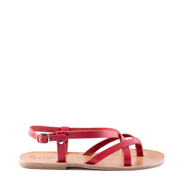 Ounta’s Classic Crossover Strap Aravel Ancient Greek Sandal Red