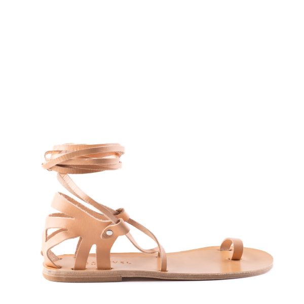 Kikla Lace Up All Leather Classic Aravel Womens Sandal Natural