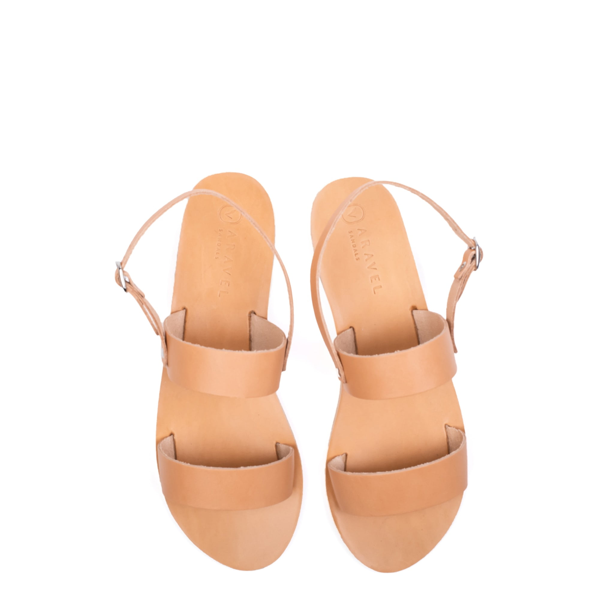 Voni Designer Classic Aravel All leather Greek Sandal Natural Color