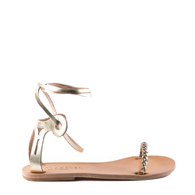 Soli’s Lace Wrap Classic Aravel Italian Nappa Leather Sandal Gold