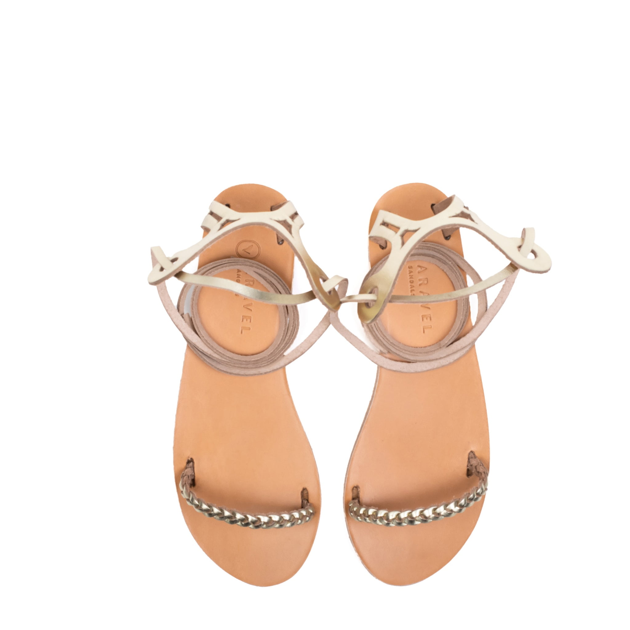 Soli’s Lace Wrap Classic Aravel Italian Nappa Leather Sandal Gold