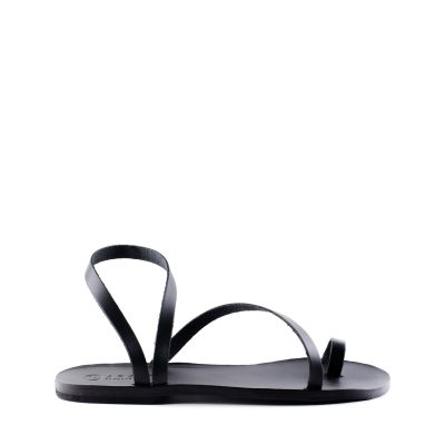 Kara’s Classic Aravel All Leather Handmade Greek Sandal Black