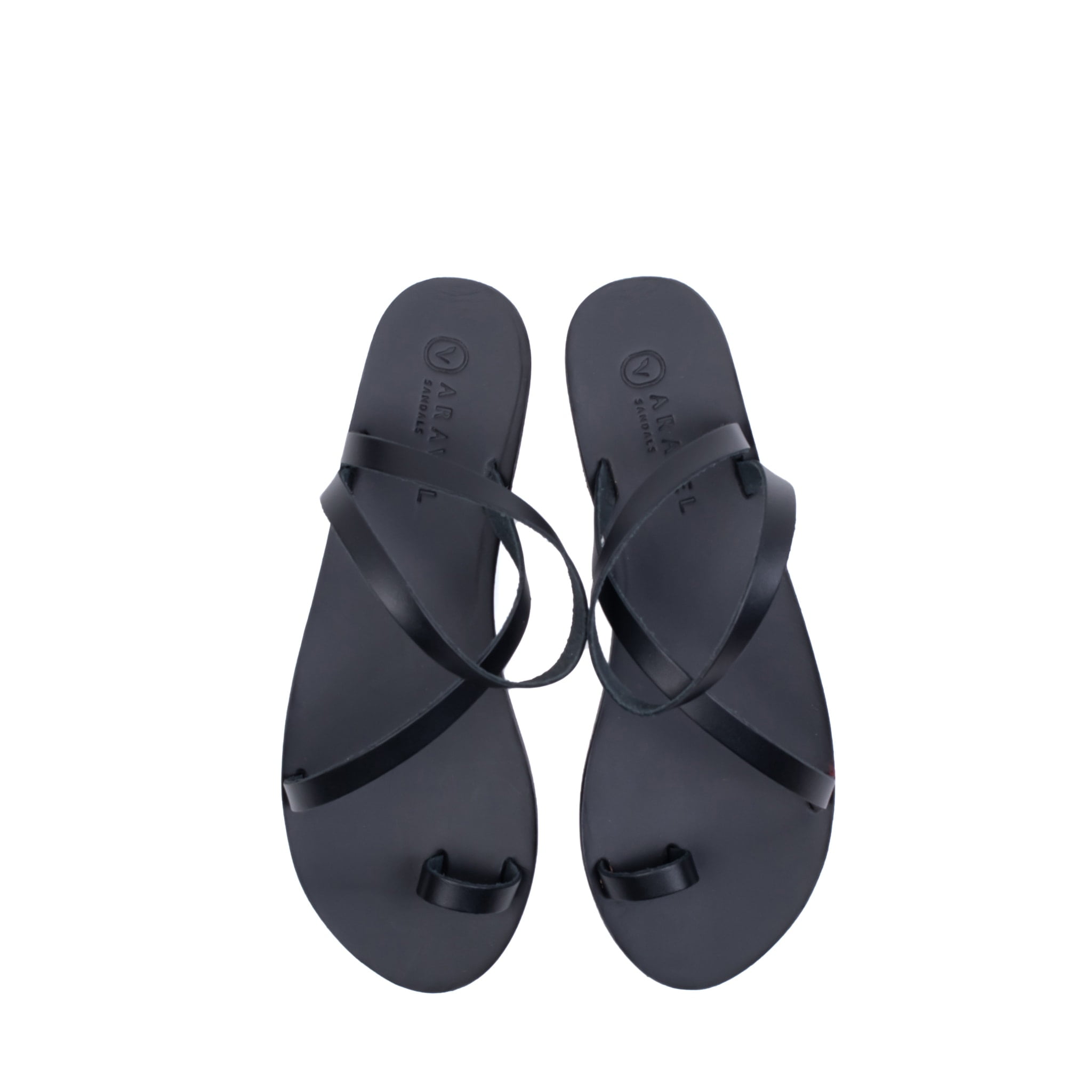 Kara’s Classic Aravel All Leather Handmade Greek Sandal Black