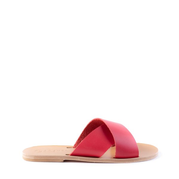 Peyia Slip On All Nappa Leather Aravel Designer Slide Sandal - Red