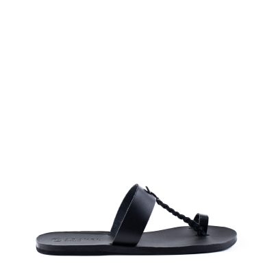 Sogia’s handmade all leather slip on classic Greek Sandal - Black