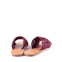 Nata Classic Slide All Leather Ancient Greek Sandal Burgundy Suede