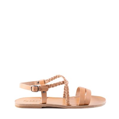 Lef Vachetta All Leather Crossover Womens Aravel Designer Sandal Natural