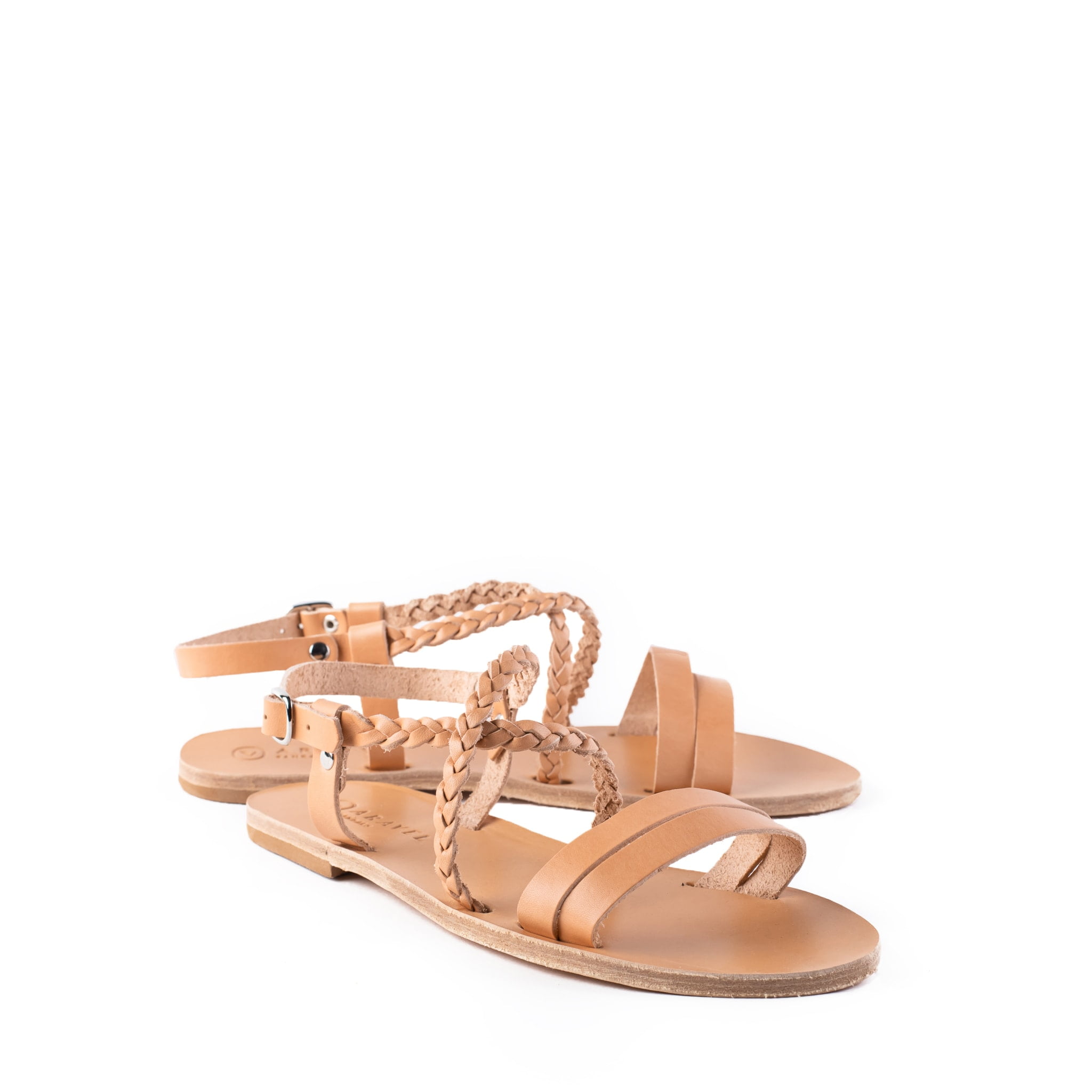 Lef Vachetta All Leather Crossover Womens Aravel Designer Sandal Natural