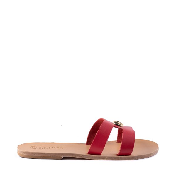 Fyti’s Classic Aravel Slide Womens All Leather Sandal Red