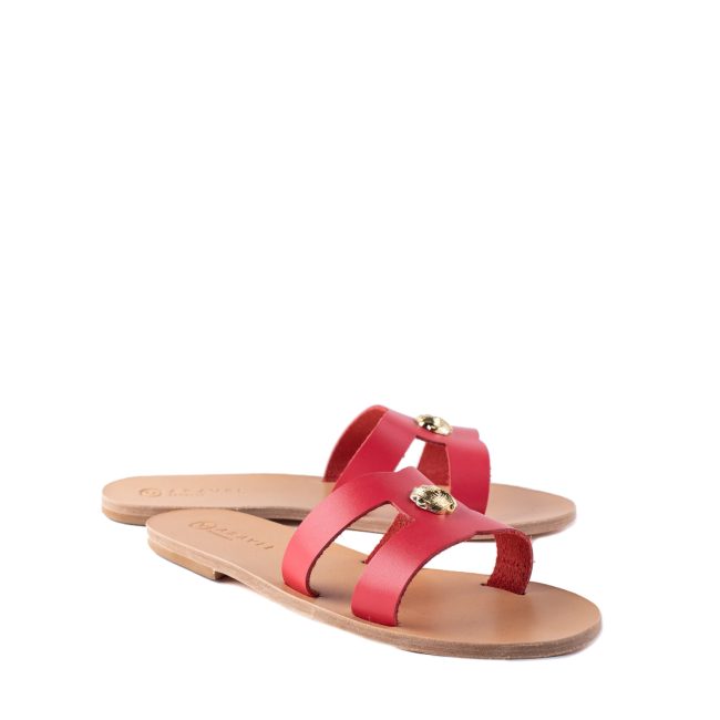 Fyti’s Classic Aravel Slide Womens All Leather Sandal Red