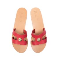 Fyti’s Classic Aravel Slide Womens All Leather Sandal Red