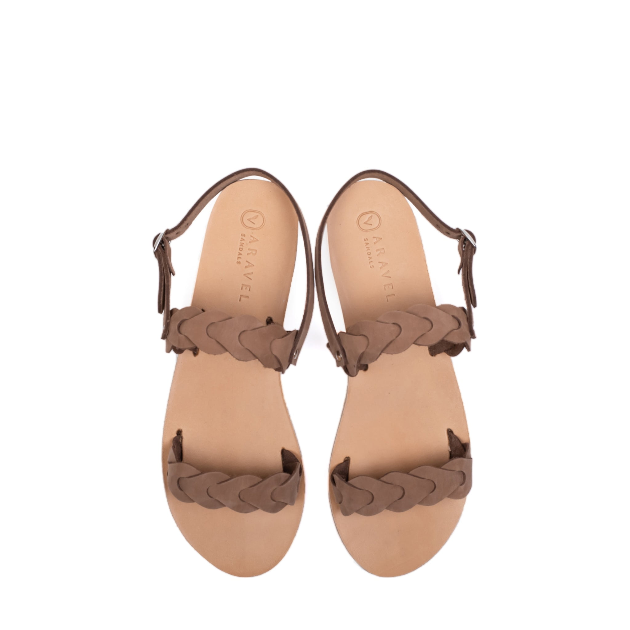 Ol Nappa Leather Designer Classic Aravel Womens Sandal Brown Suede