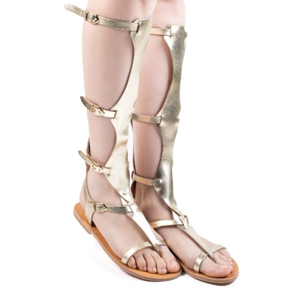 Kalopetria Classic Gladiator Womens All Leather Greek Sandal