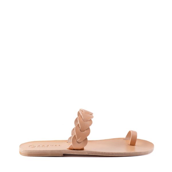 Pera’s Slide Classic Aravel All Leather Slip On Sandal Natural