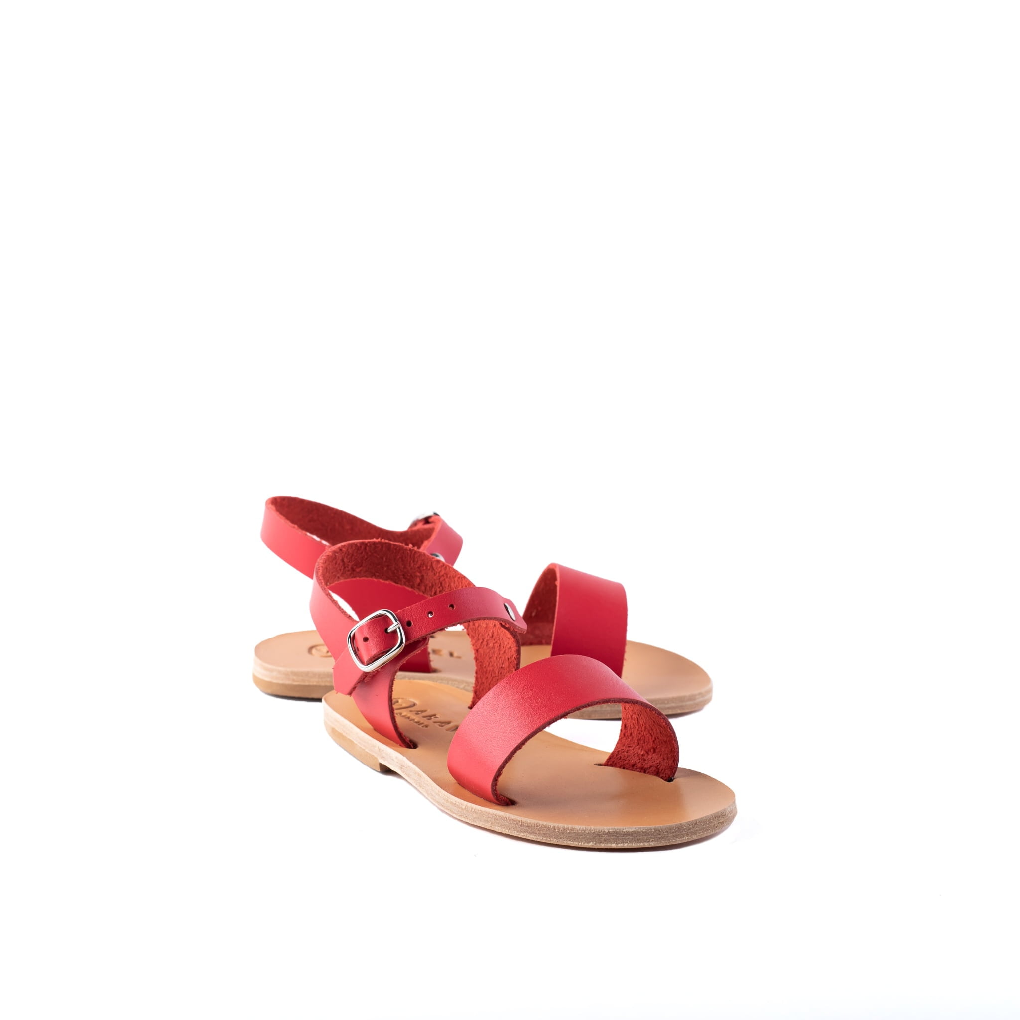 Mia Classic All Leather Children’s Greek Sandals Red
