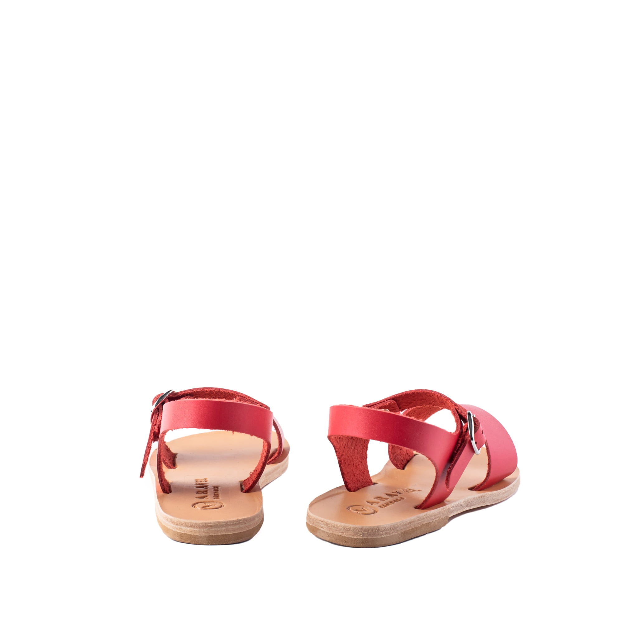 Mia Classic All Leather Children’s Greek Sandals Red