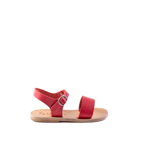 Mia Classic All Leather Children’s Greek Sandals Red