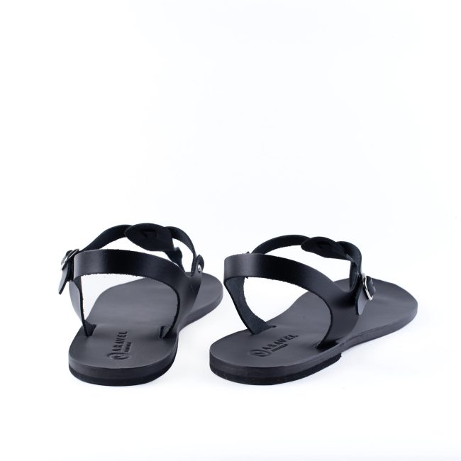 Agros Classic All Leather Aravel Greek Sandal For Men Black