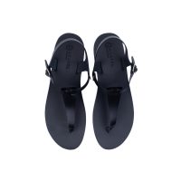 Agros Classic All Leather Aravel Greek Sandal For Men Black