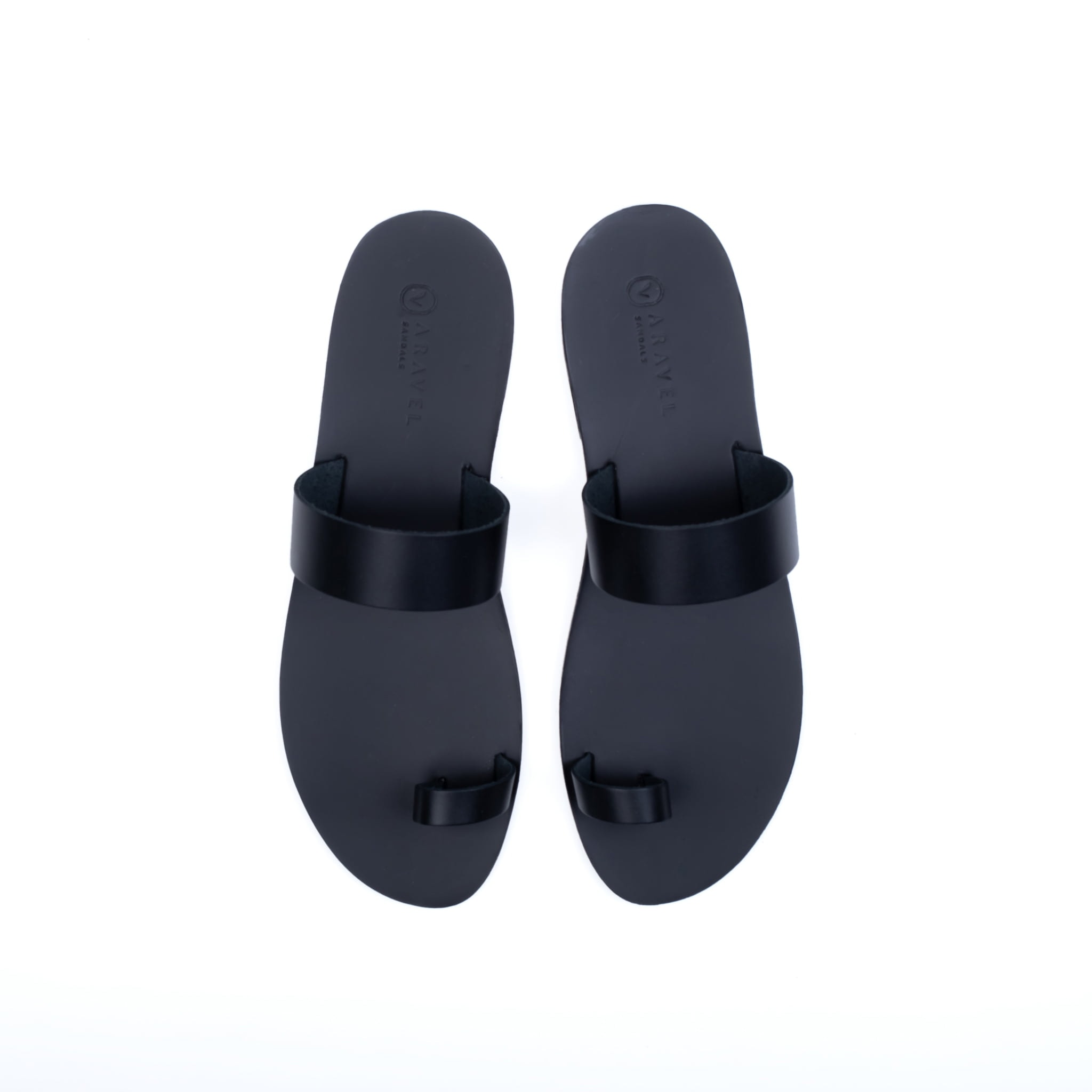 Lefka All Leather Classic Greek designer mens slip on Sandal Black