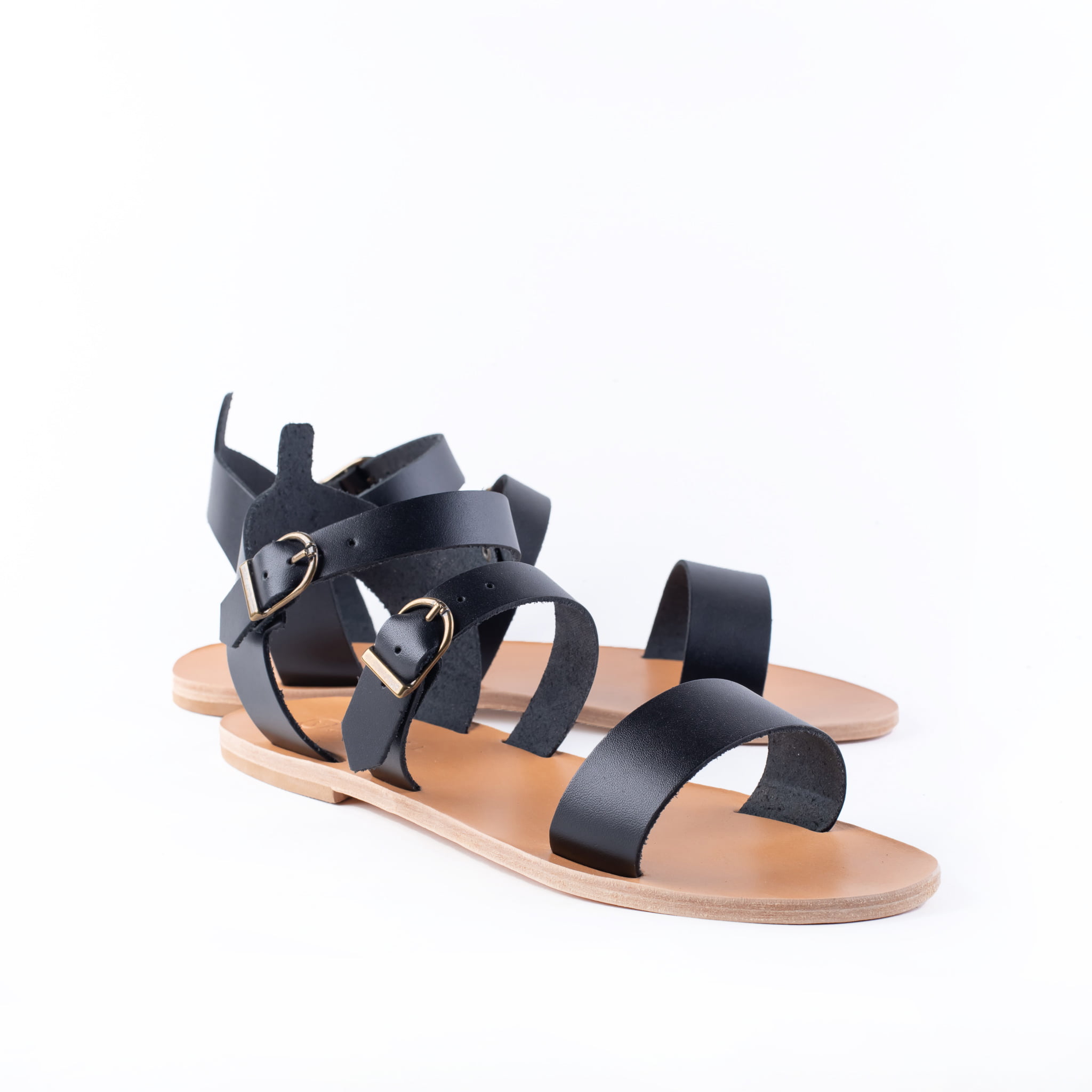 Templos All Leather Aravel Designer Men’s Sandal Black Natural
