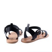 Akamas All Leather Designer Classic Gladiator Black Sandal