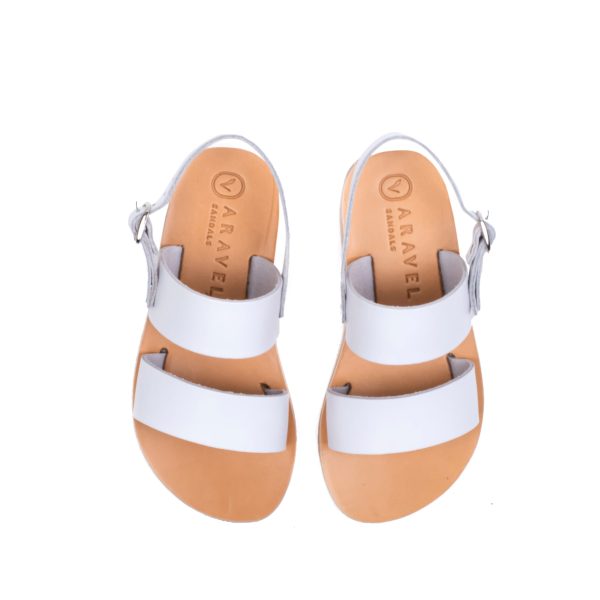 Moni All Italian Leather Designer Aravel Kids Sandal White