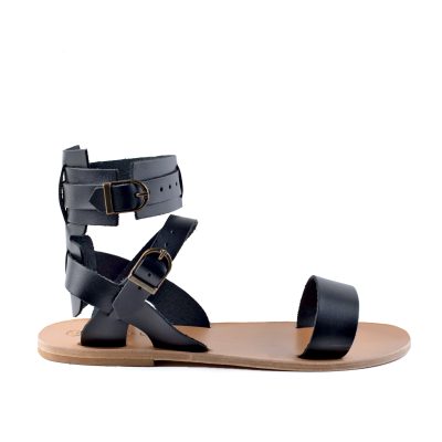 Xeros Classic All Leather Men’s Greek Sandal Black Natural