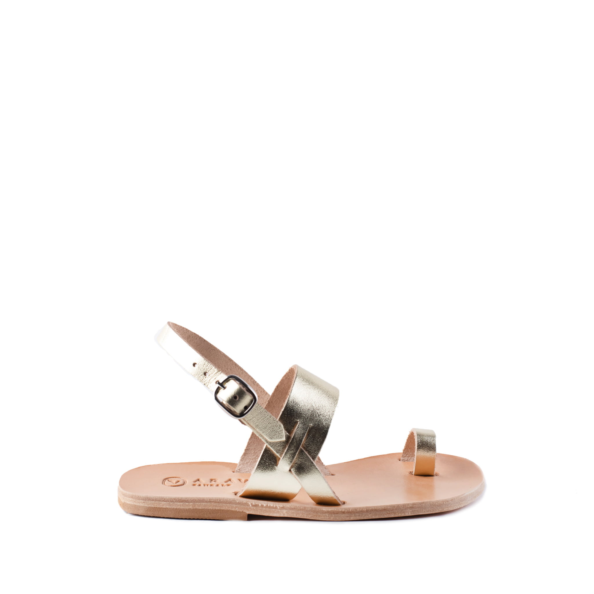 Kiti Classic All Leather Handmade Designer Greek Sandal Gold