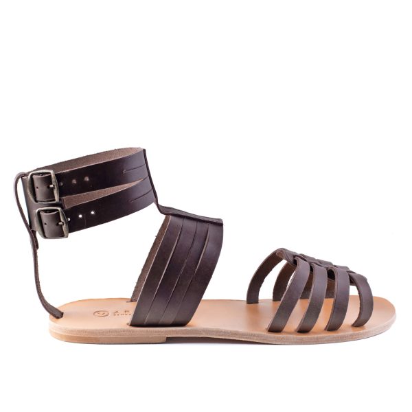 Ergates All Leather Designer Classic Gladiator Greek Sandal For Men Brown Natural