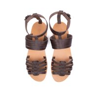 Ergates All Leather Designer Classic Gladiator Greek Sandal For Men Brown Natural