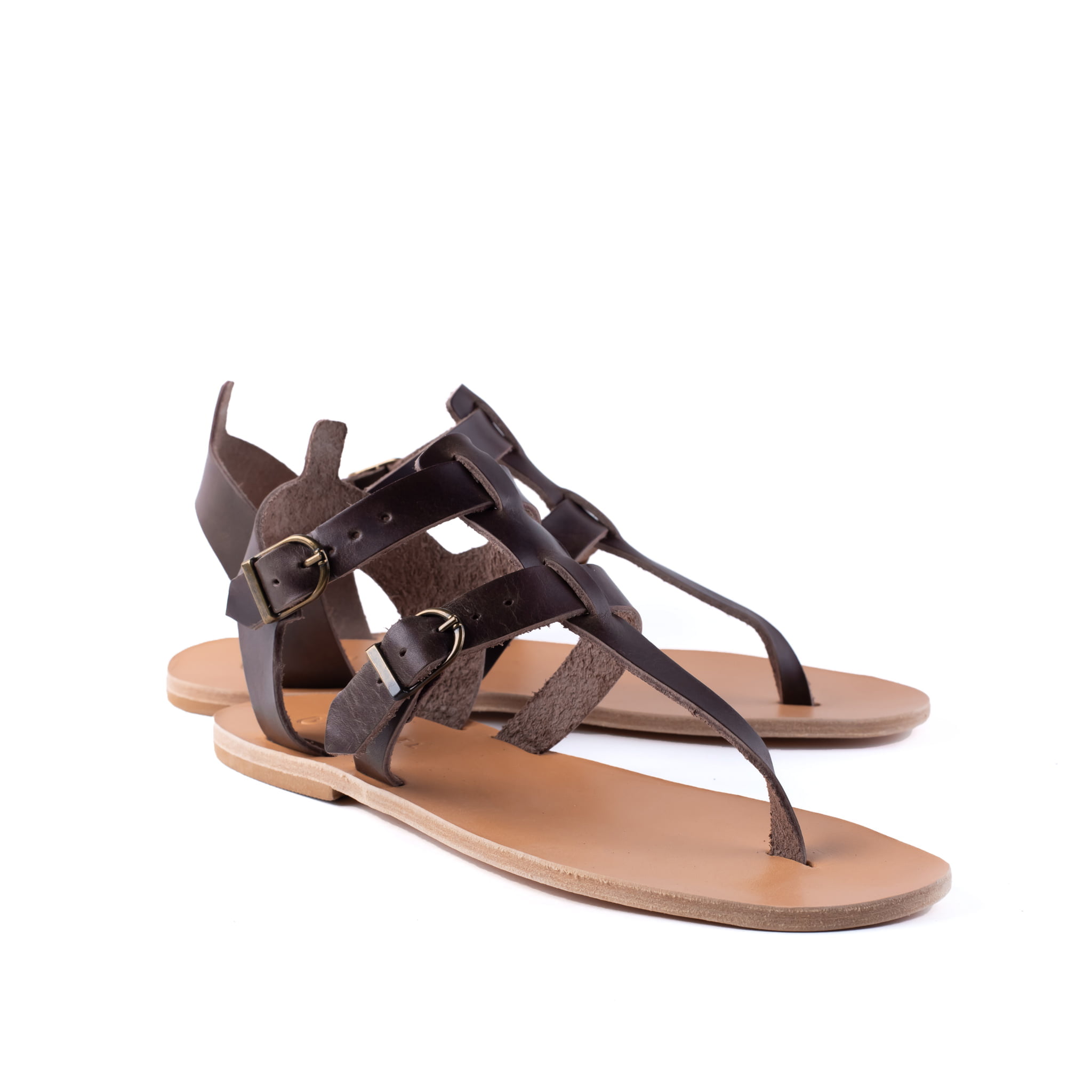 Athienou Classic All Leather Mens Handcrafted Gladiator Ancient Greek Sandal Brown Natural