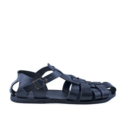 Mathiatis All Italian Nappa Leather Classic Greek Sandal for Men Black