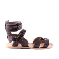 Akanthou All Italian Leather Greek Sandal For Men Brown Natural