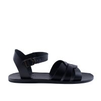 Tymvou All Leather Classic Greek Sandal For Men Black