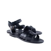 Tymvou All Leather Classic Greek Sandal For Men Black