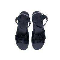 Tymvou All Leather Classic Greek Sandal For Men Black