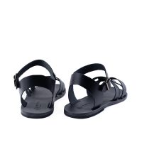 Tymvou All Leather Classic Greek Sandal For Men Black