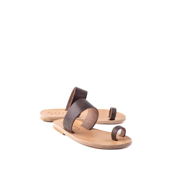 Milia Classic Handcrafted Aravel All Italian Leather Sandal Brown Natural